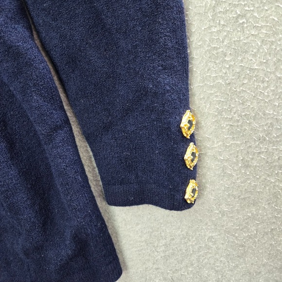 VINTAGE‎ St John Women Jacket 8 Blue Button Up Marie Gray 3/4 Sleeve Collar - Picture 11 of 11